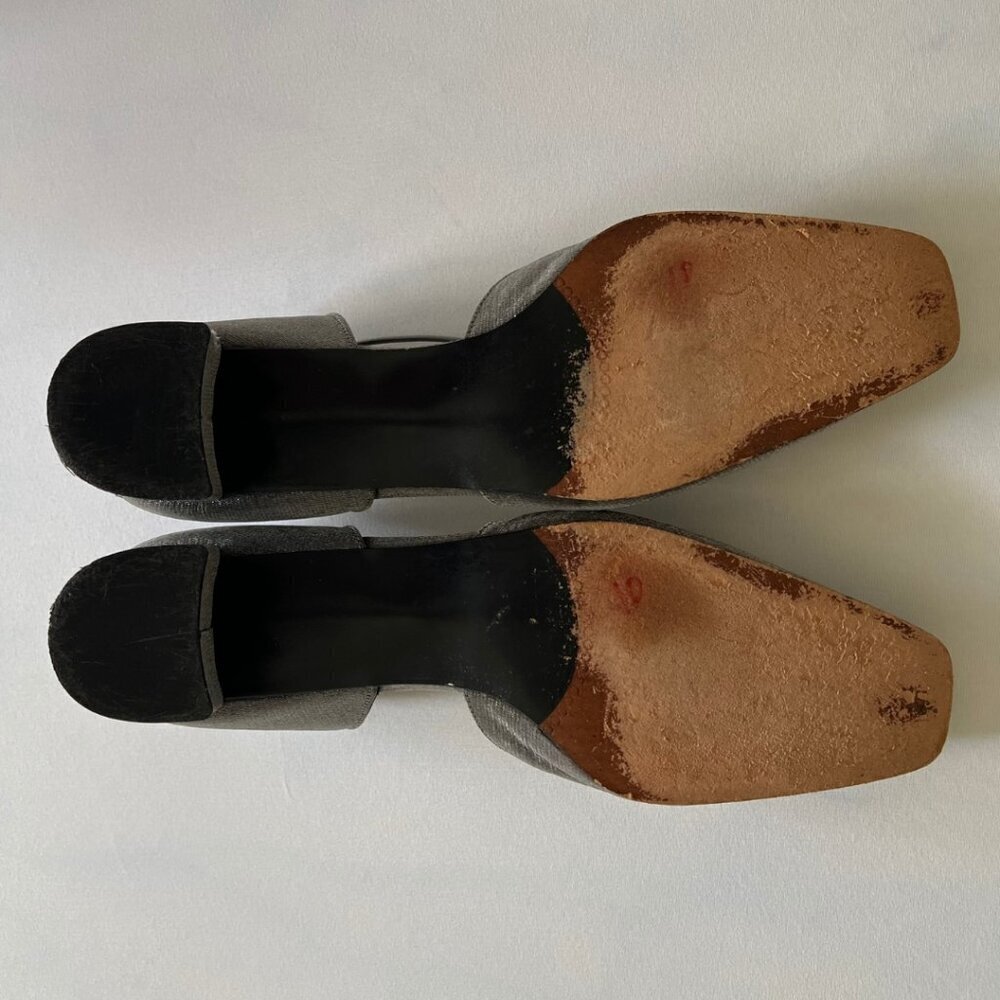 Stuart Weitzman Silver Sparkle Charm Block Heels … - image 6